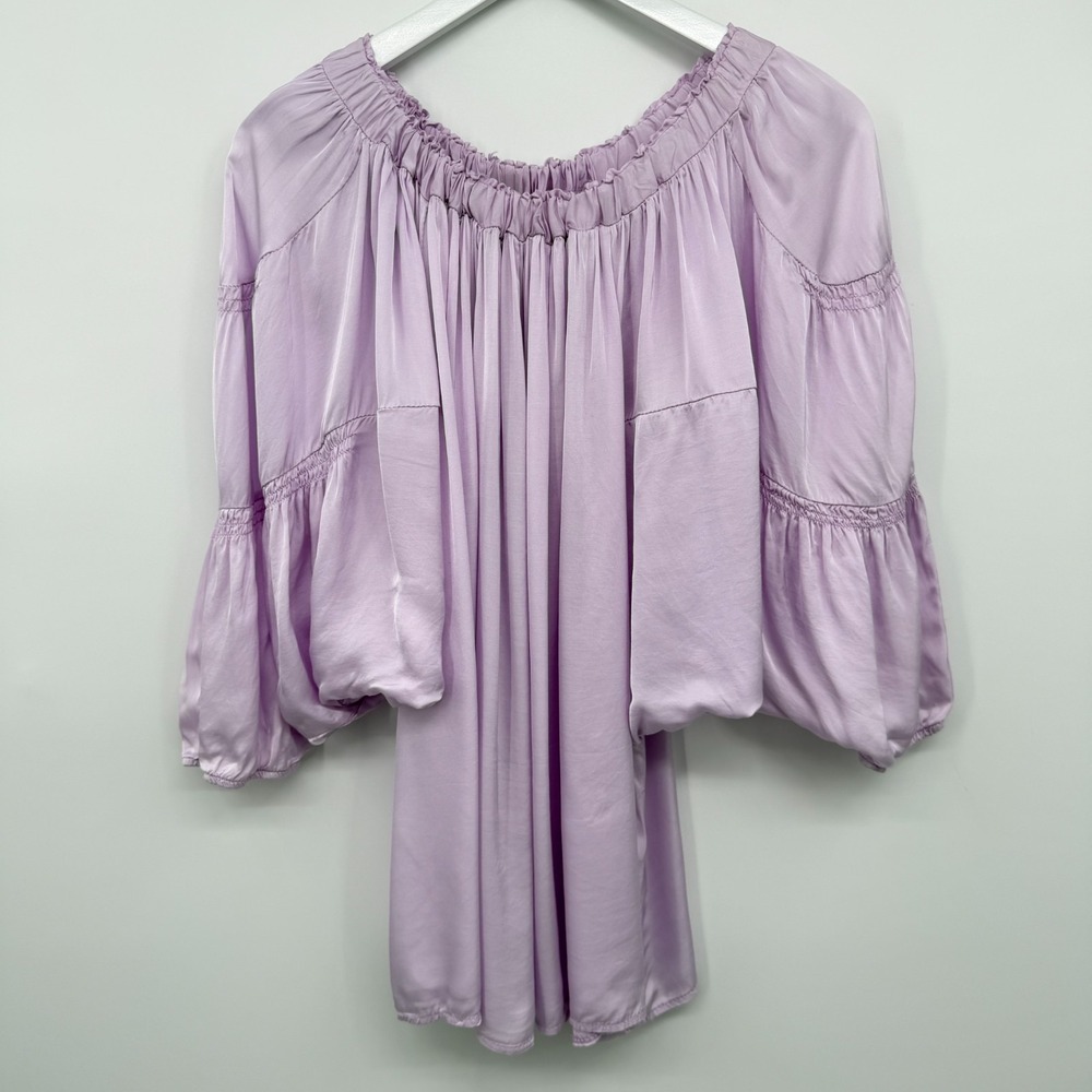 Sofia Made in Italy Top Shirt Blouse One Size Andy Off Shoulder Satin Coquette - Picture 14 of 14